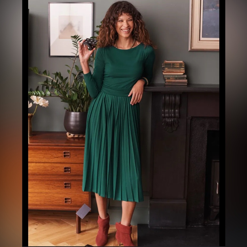 Boden Catherine Jersey Pleated Dress 16-18L